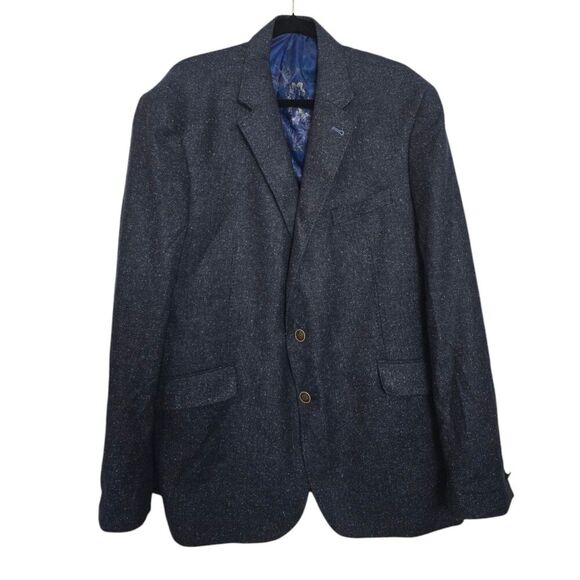 Joe Joseph Abboud Size 48 Long Slim Fit Blue Blazer jacket Wool Silk Sports Coat - Picture 1 of 7